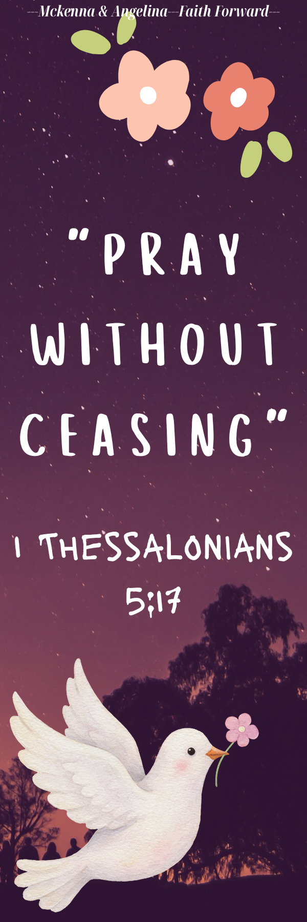 A bookmark featuring the verse 1 Thessalonians 5:17.